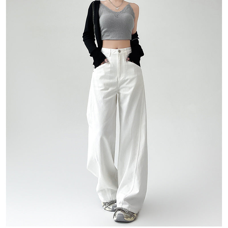 White Retro High Waist Wide Leg Jeans