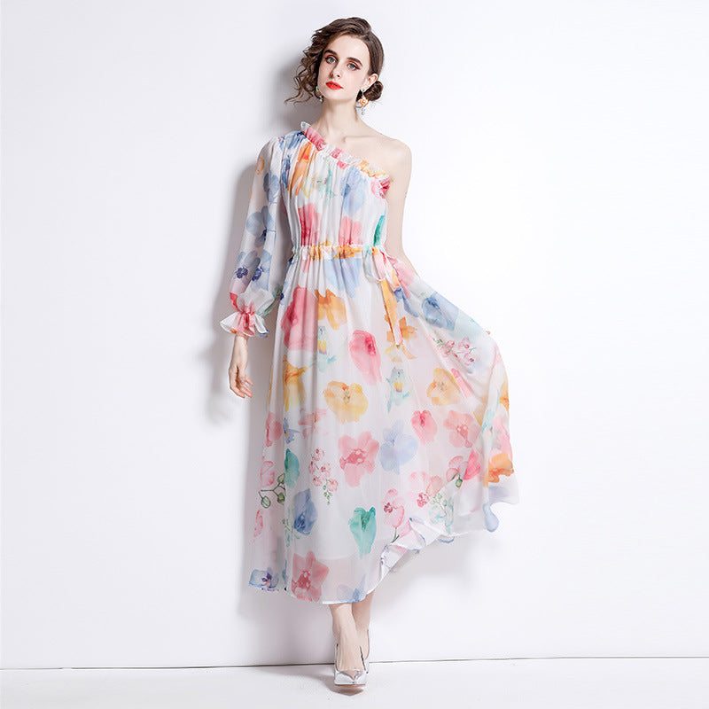 Chiffon Shoulder Beach Dress Seaside Vacation Super Fairy