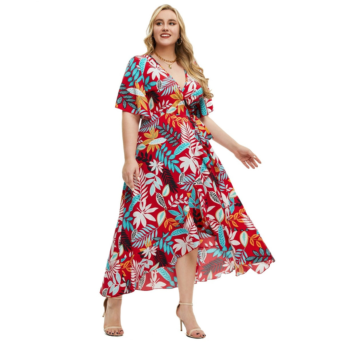 Robe imprimée à manches courtes pour femme, nouvelle collection