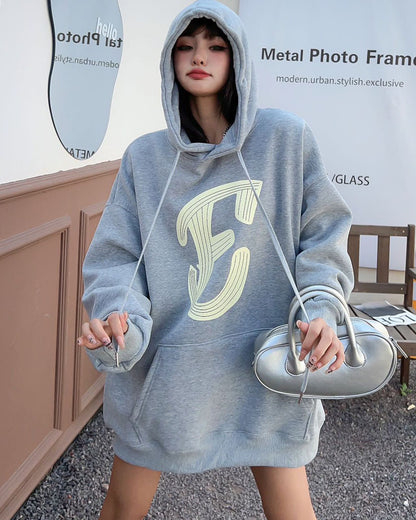 Padded Top Mid-length Velvet Padded Hooded Sweatshirt