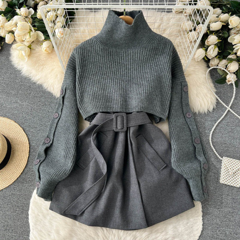 Korean Style Fashion Short Sweater Vest Suit Skirt Two-piece Set