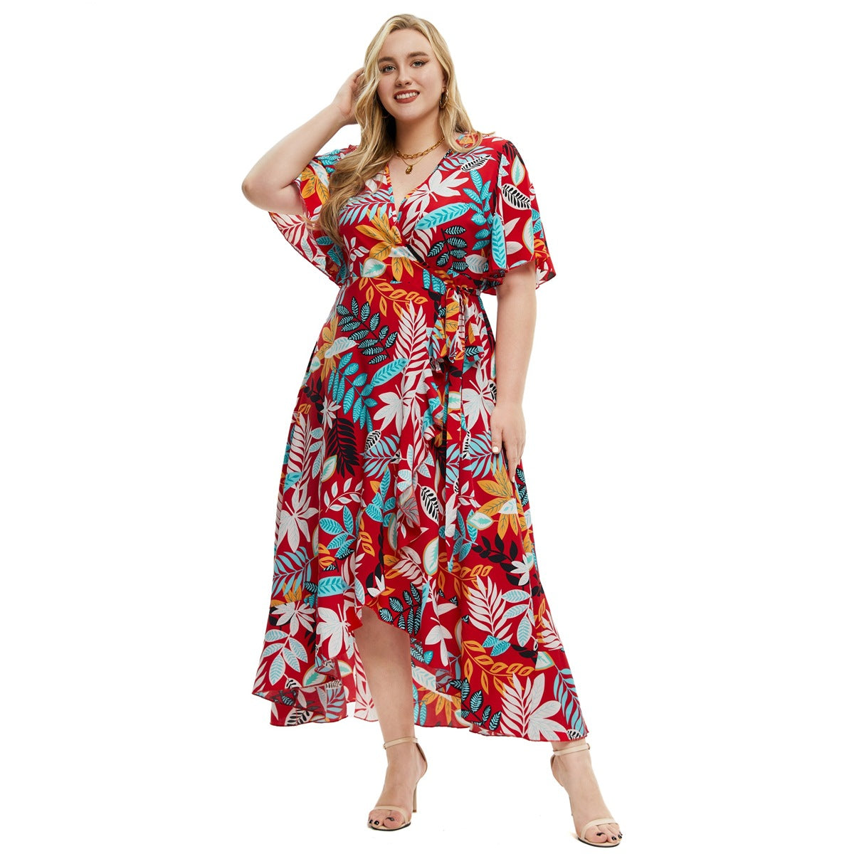 Robe imprimée à manches courtes pour femme, nouvelle collection