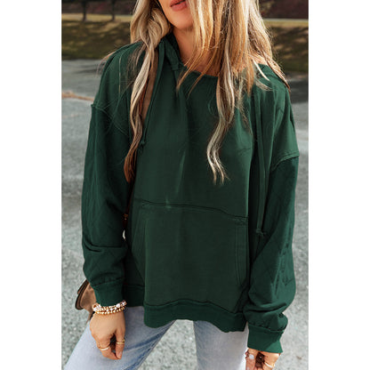 Solid Color Long Sleeve Pullover Women Casual Loose Sweatshirt