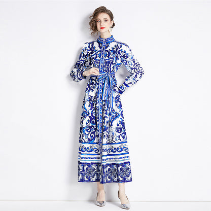 Slim-fit Long Niche Printed Dress