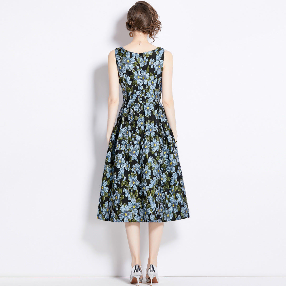 A- Line Large Hem Jacquard Dress Summer