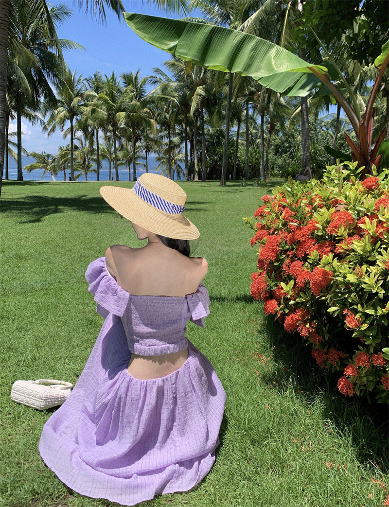 Vestido estilo francés de vacaciones con mangas voladoras