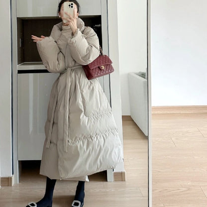 Loose Over Knee Thick Mid-length Down Cotton Jacket Coat Women