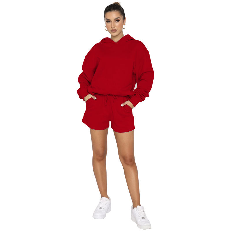 Solid Color Pullover Hooded Long Sleeves Sweater For Women