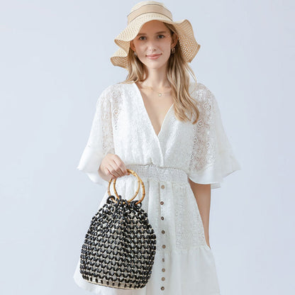 Women's Woven Hollow Bucket Bag Niche