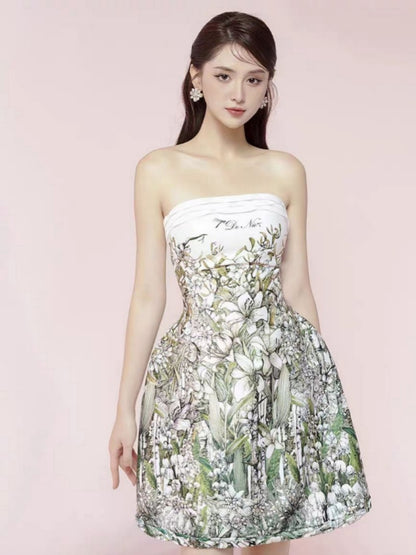 Vestido tubo con estampado de flores verde