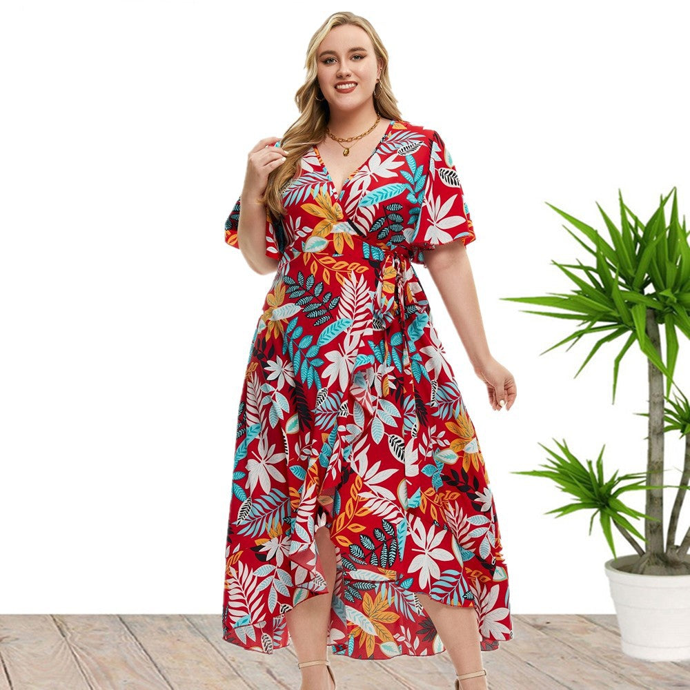 Robe imprimée à manches courtes pour femme, nouvelle collection