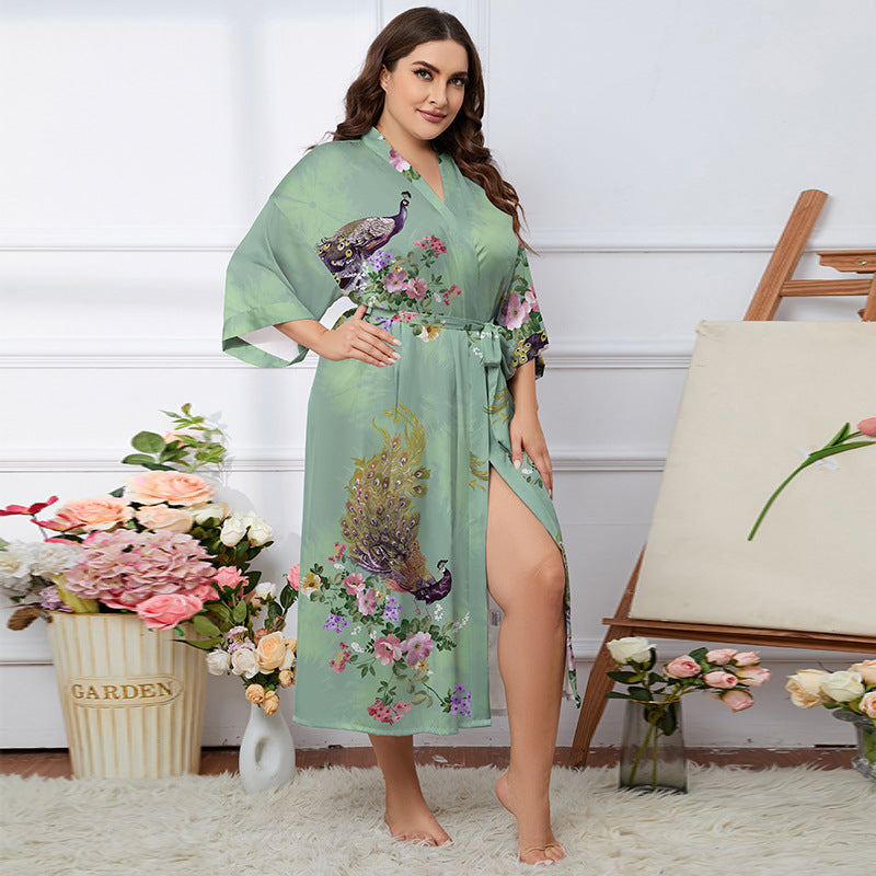 Satin Pajamas Women's Summer Light Luxury Bathrobe Homewear