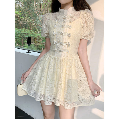 Women's Lace Ruffle Short Dress