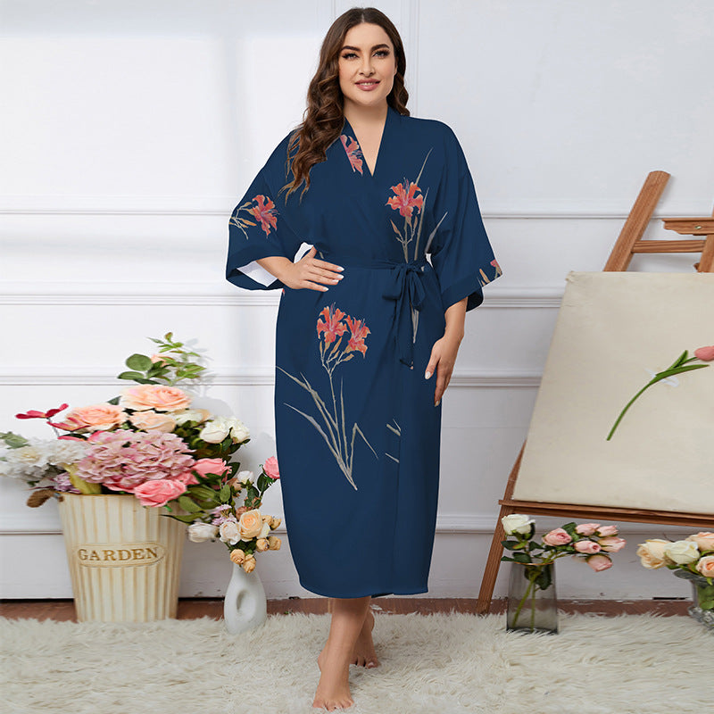 Satin Pajamas Women's Summer Light Luxury Bathrobe Homewear