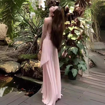 Vestido de vacaciones junto al mar Atmósfera Foto Diosa Use dobladillo ancho Falda de traje de hada fluida