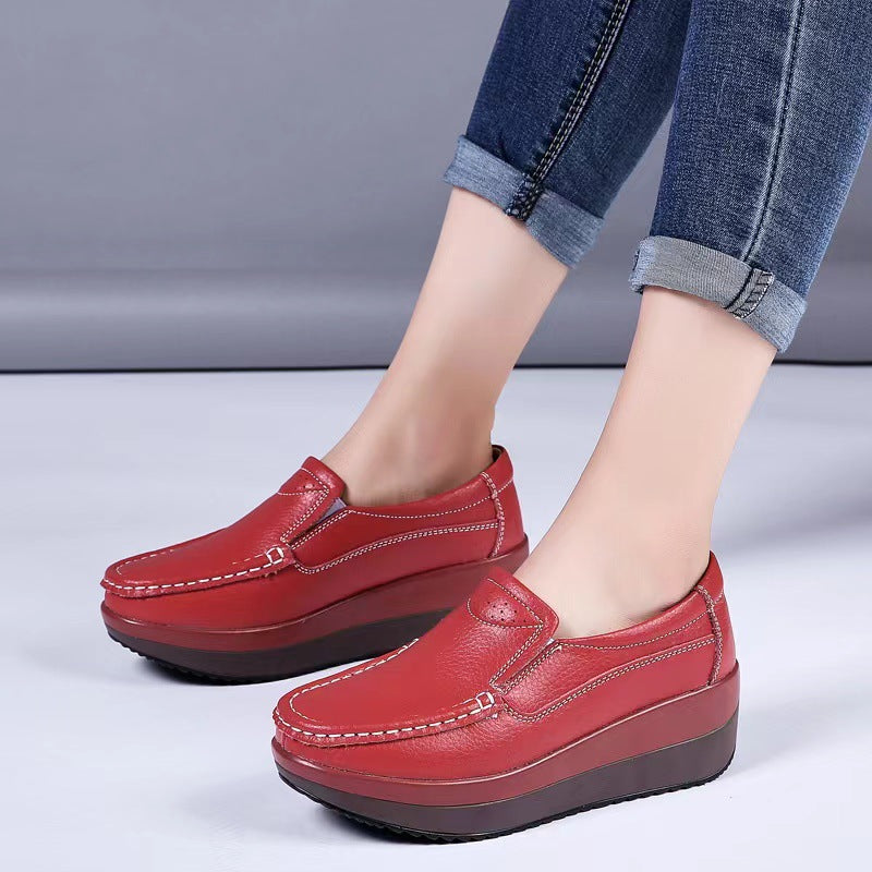 Zapatos casuales versátiles de suela gruesa con diseño de bizcocho para mujer