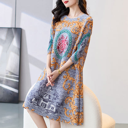 Printing Rhinestone Loose Temperament Slimming A- Line Skirt