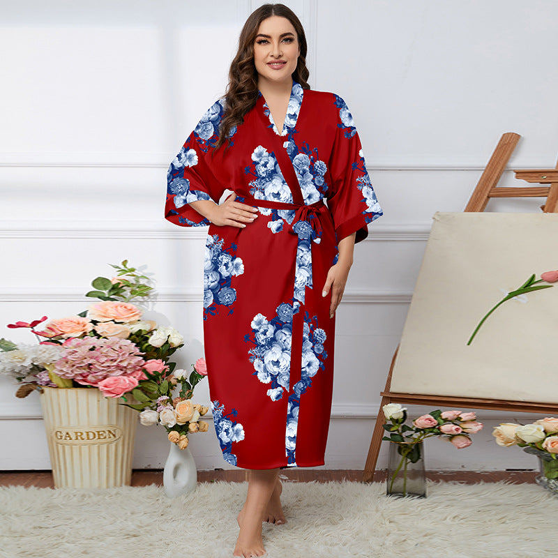 Satin Pajamas Women's Summer Light Luxury Bathrobe Homewear