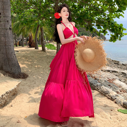 Vestido de tirantes elegante y hermoso, corte entallado para mujer