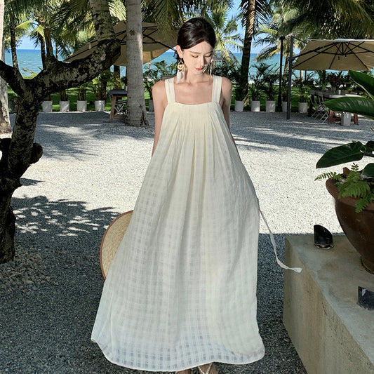 Real Shot Vacation Style White Fairy Sling Dress