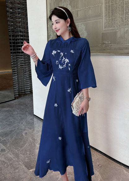 Diamond Embroidery Five-quarter Sleeve Temperament Dress