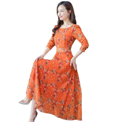 Vestido floral adelgazante suelto elegante a la moda para mujer