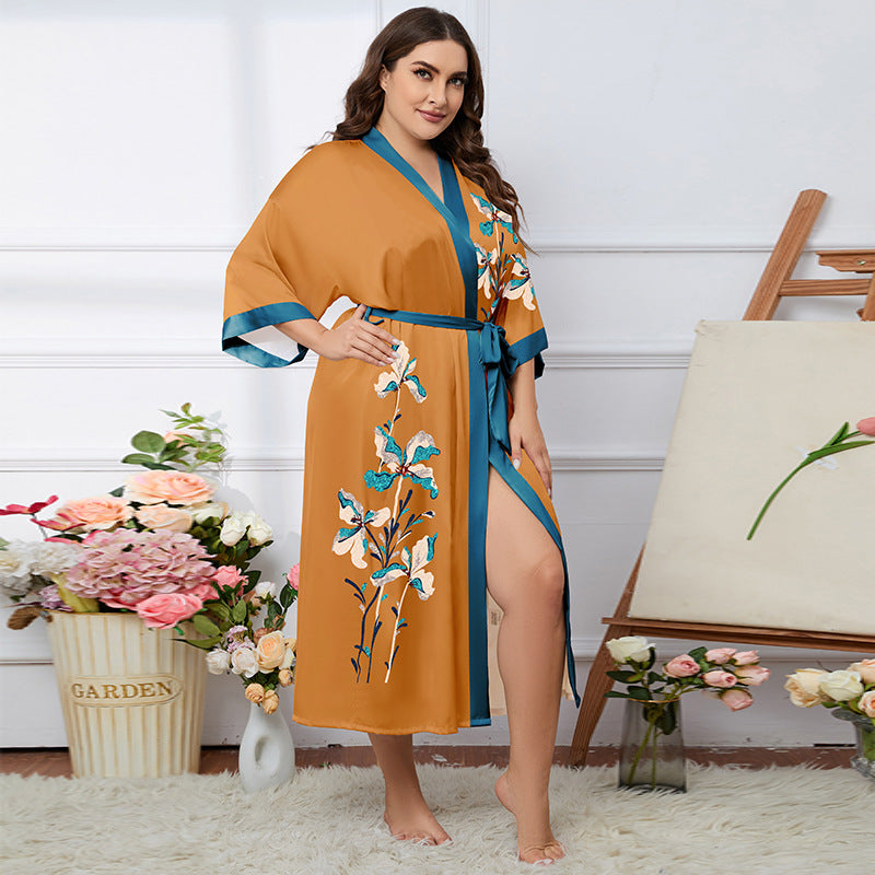 Satin Pajamas Women's Summer Light Luxury Bathrobe Homewear