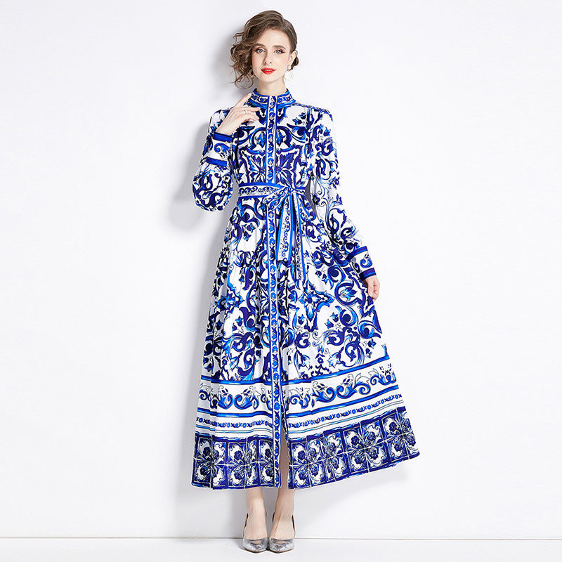 Slim-fit Long Niche Printed Dress