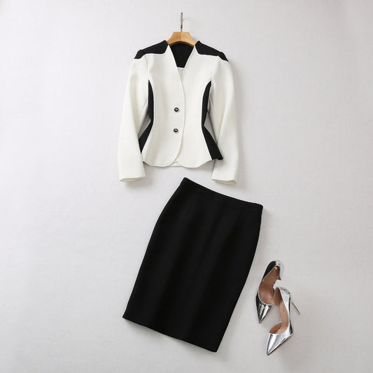 V-neck Small Suit Package Hip Skirt Commuting Suit