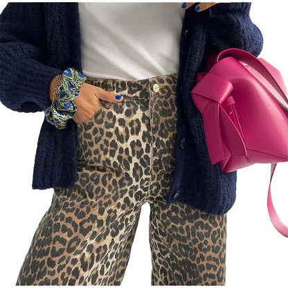 Women's Street Retro Printed Leopard Print Wide-leg Pants