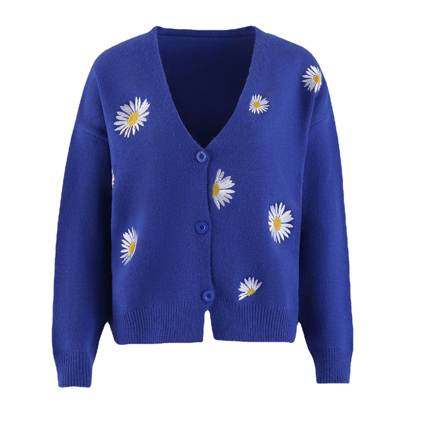 Pull tricoté à simple boutonnage pour femme, manteau brodé King Whyte