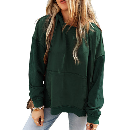 Jersey de manga larga de color sólido Sudadera holgada informal para mujer