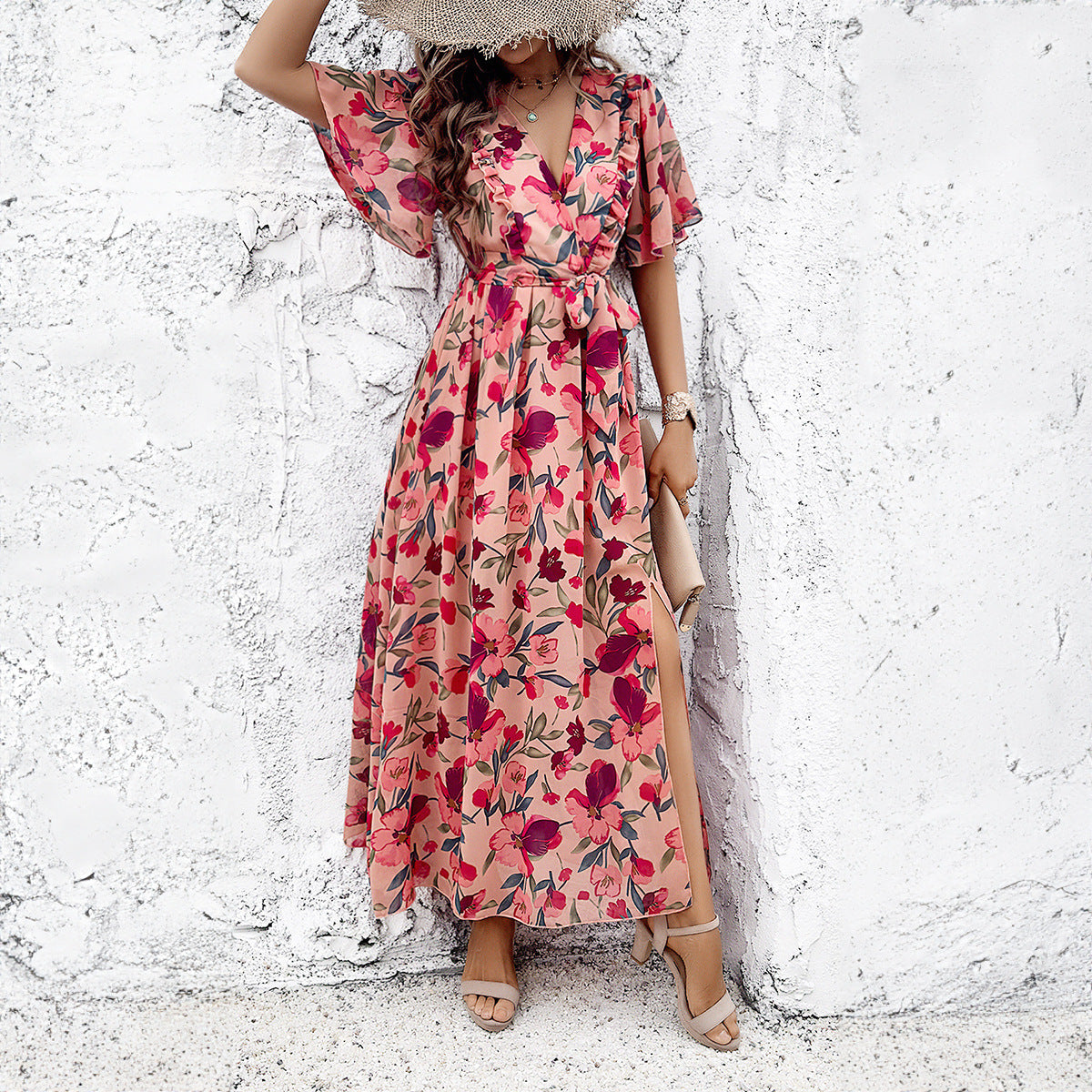 Vestido estampado informal de vacaciones a la moda para mujer