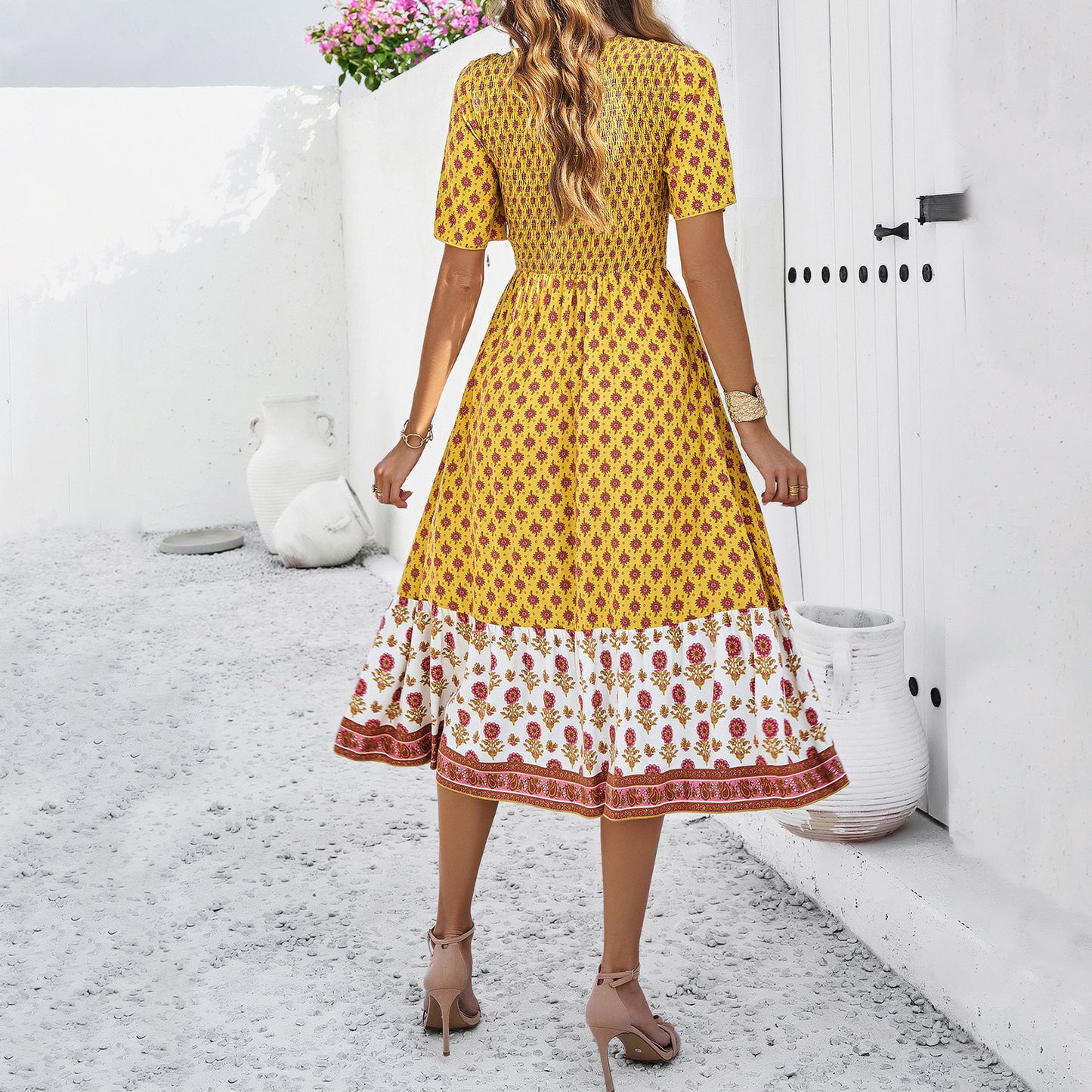 Spring And Summer Vacation Casual Printed Dress