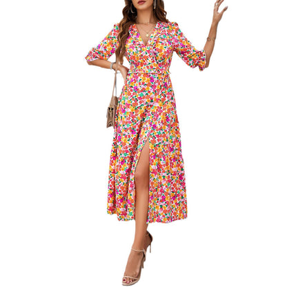 Spring And Summer Vacation Casual Printed Dress