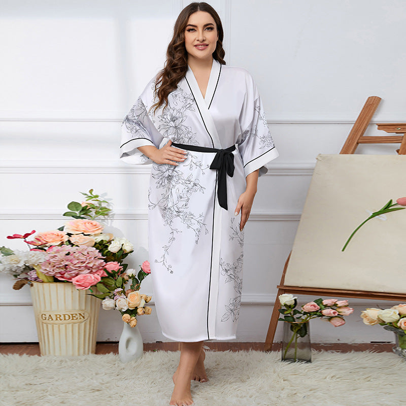 Satin Pajamas Women's Summer Light Luxury Bathrobe Homewear