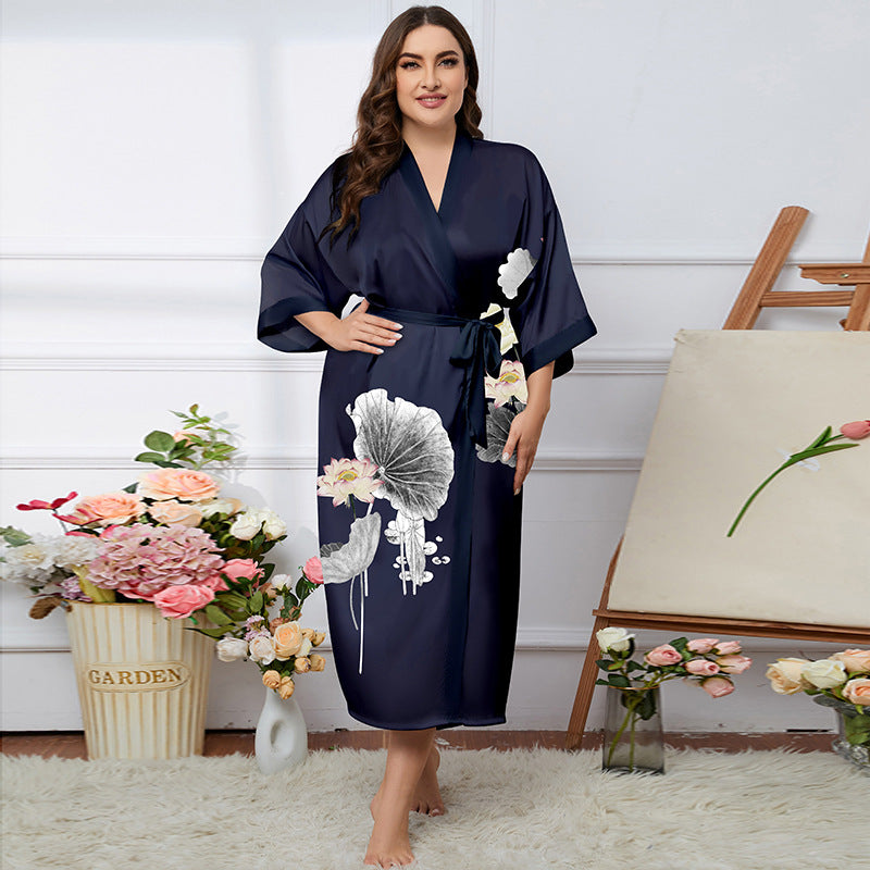 Satin Pajamas Women's Summer Light Luxury Bathrobe Homewear