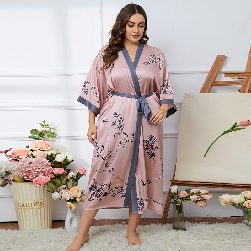 Satin Pajamas Women's Summer Light Luxury Bathrobe Homewear