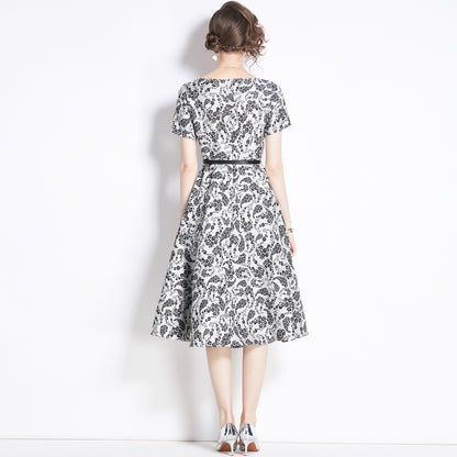 Women's French Retro Jacquard Dress