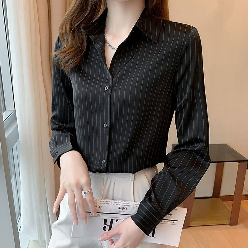 Chemise en satin vintage à carreaux pour femmes