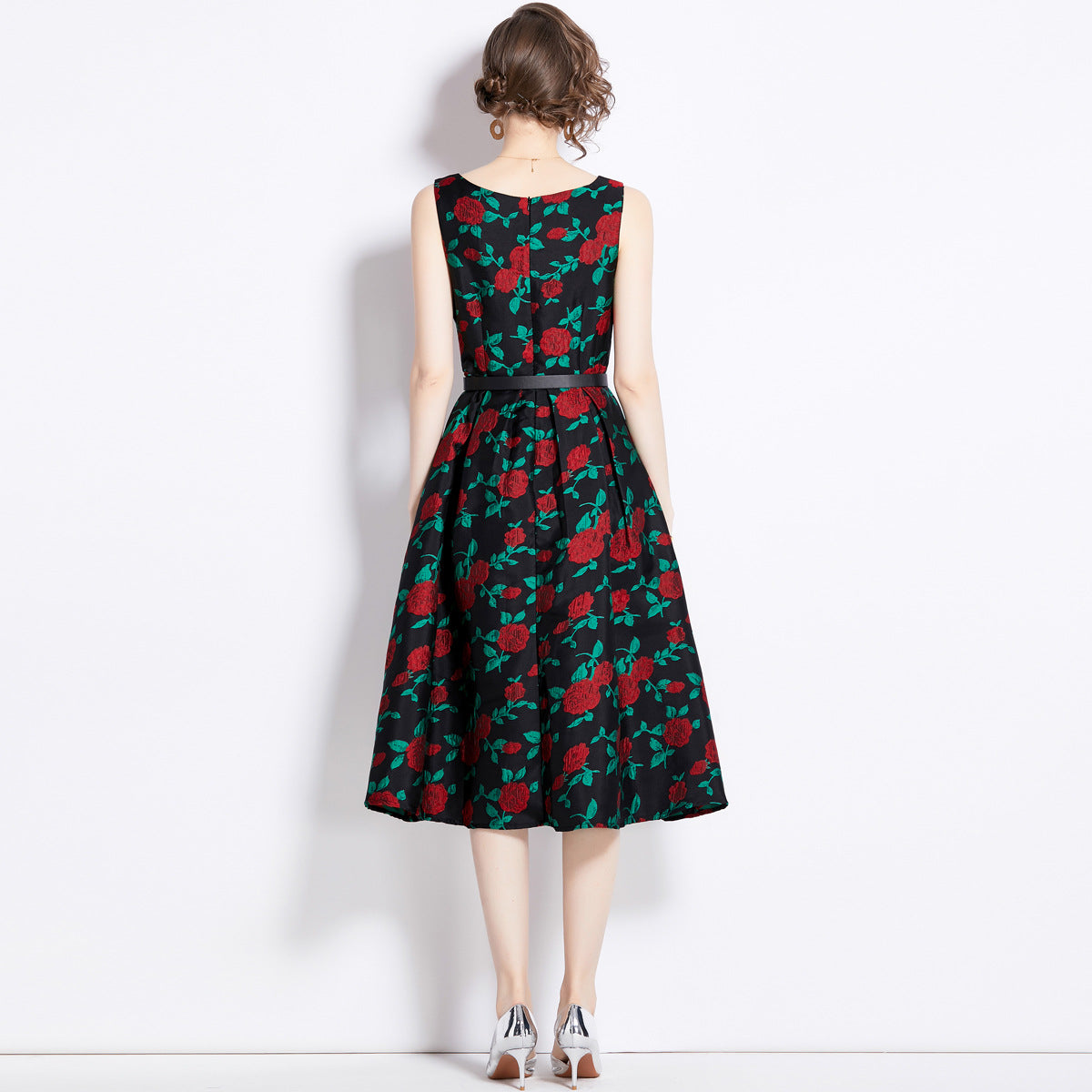 French Retro Floral Skirt Sling