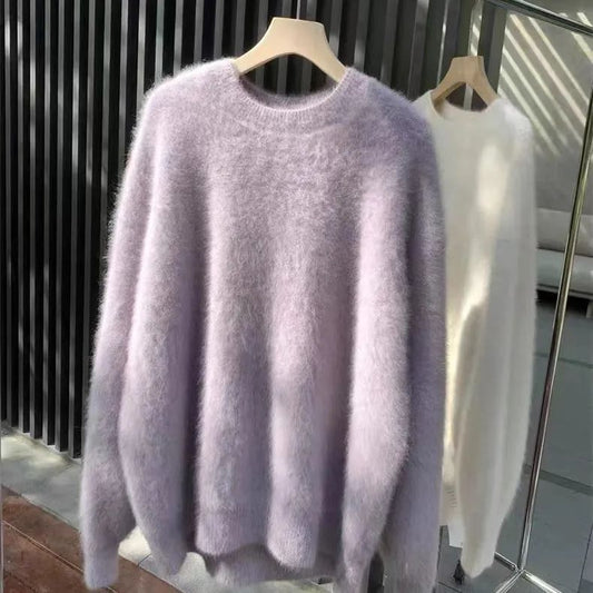 Suéter suelto de mohair de otoño e invierno para mujer