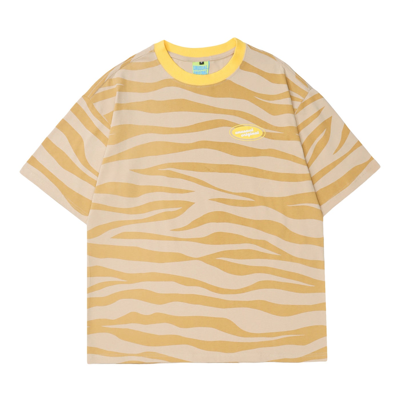 American European And American Harajuku Style Color Block Zebra Pattern Short Sleeve