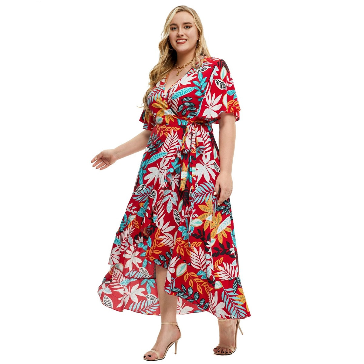 Robe imprimée à manches courtes pour femme, nouvelle collection