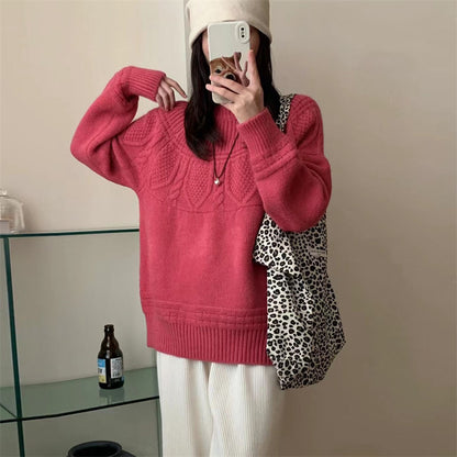 French Retro Soft Glutinous Twisted Sweater For Women