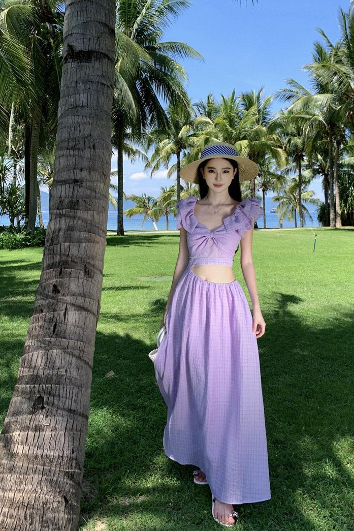 Vestido estilo francés de vacaciones con mangas voladoras