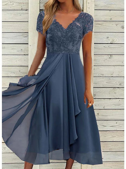 European And American-style Mid-length Chiffon Dress