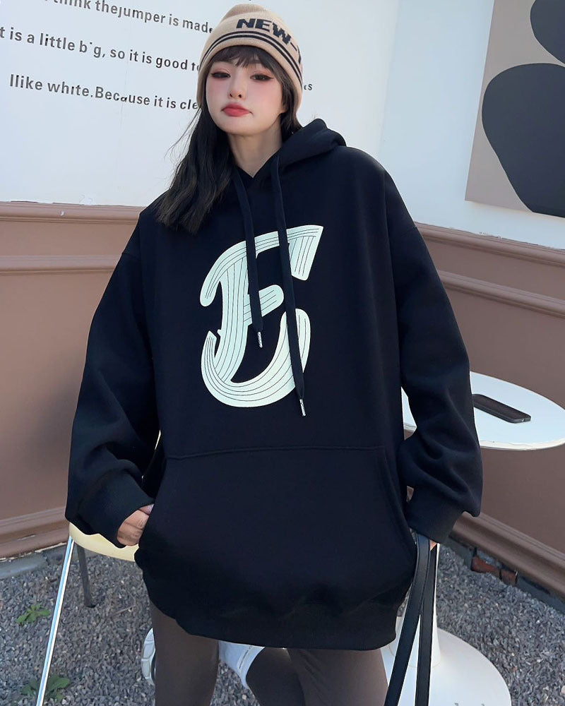 Padded Top Mid-length Velvet Padded Hooded Sweatshirt