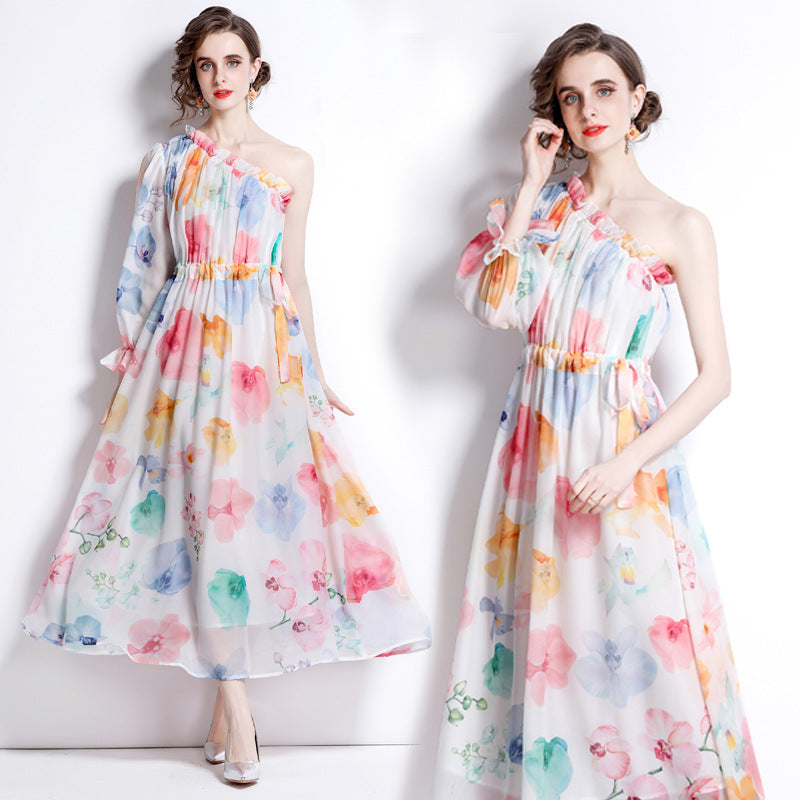 Chiffon Shoulder Beach Dress Seaside Vacation Super Fairy