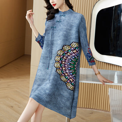 Improved Cheongsam Printing Women's Dress